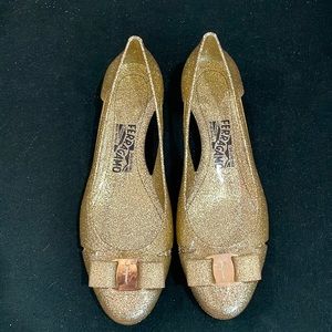 Ferragamo gold jelly ballerina flats 9
